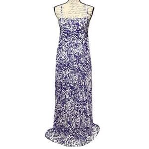 Zenergy by Chico’s SAGE SWIRL DOT MAXI DRESS Size 2 Large Purple Knit Straps NEW